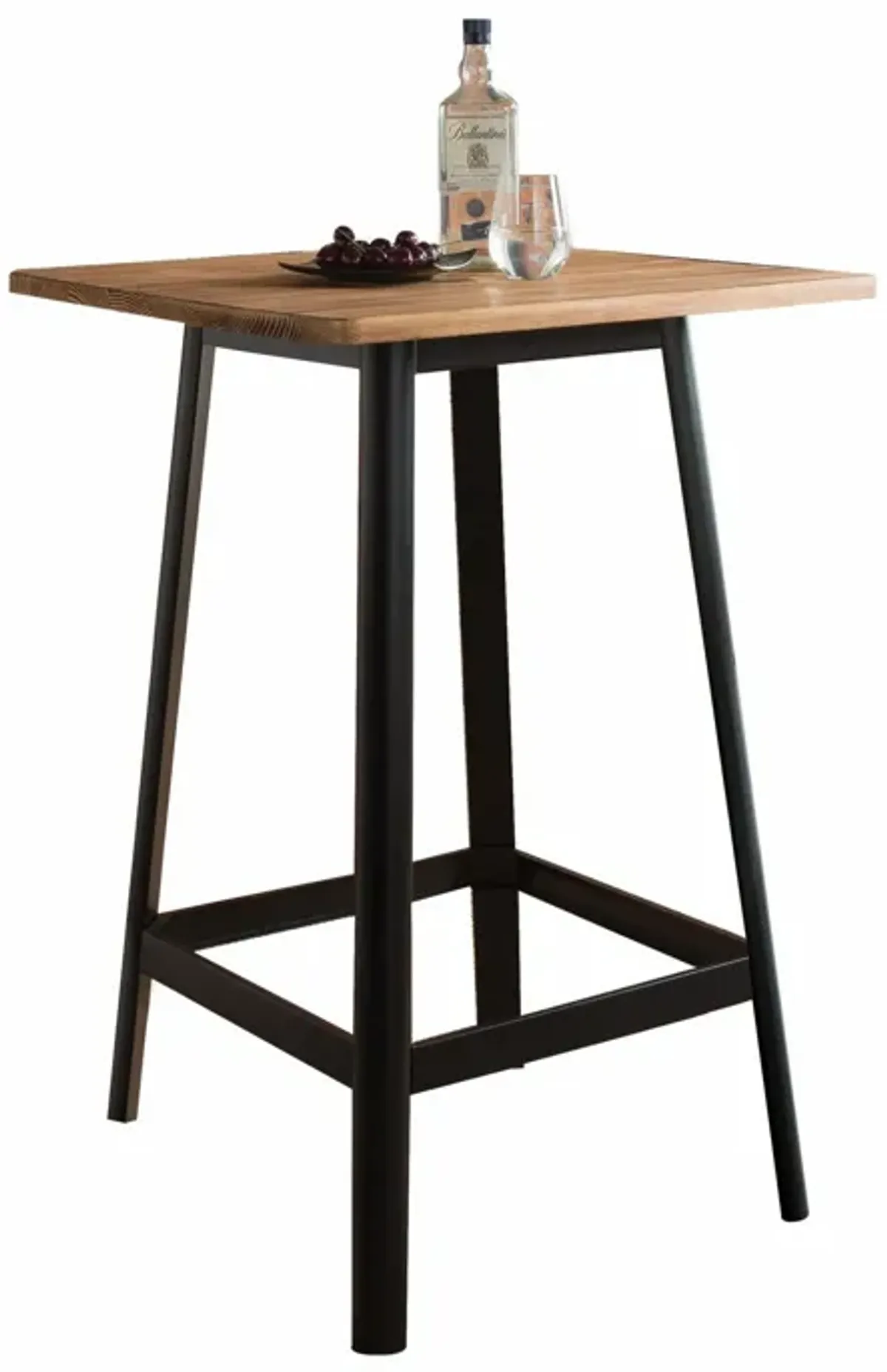 Square High Top Bar Table - Natural / Black