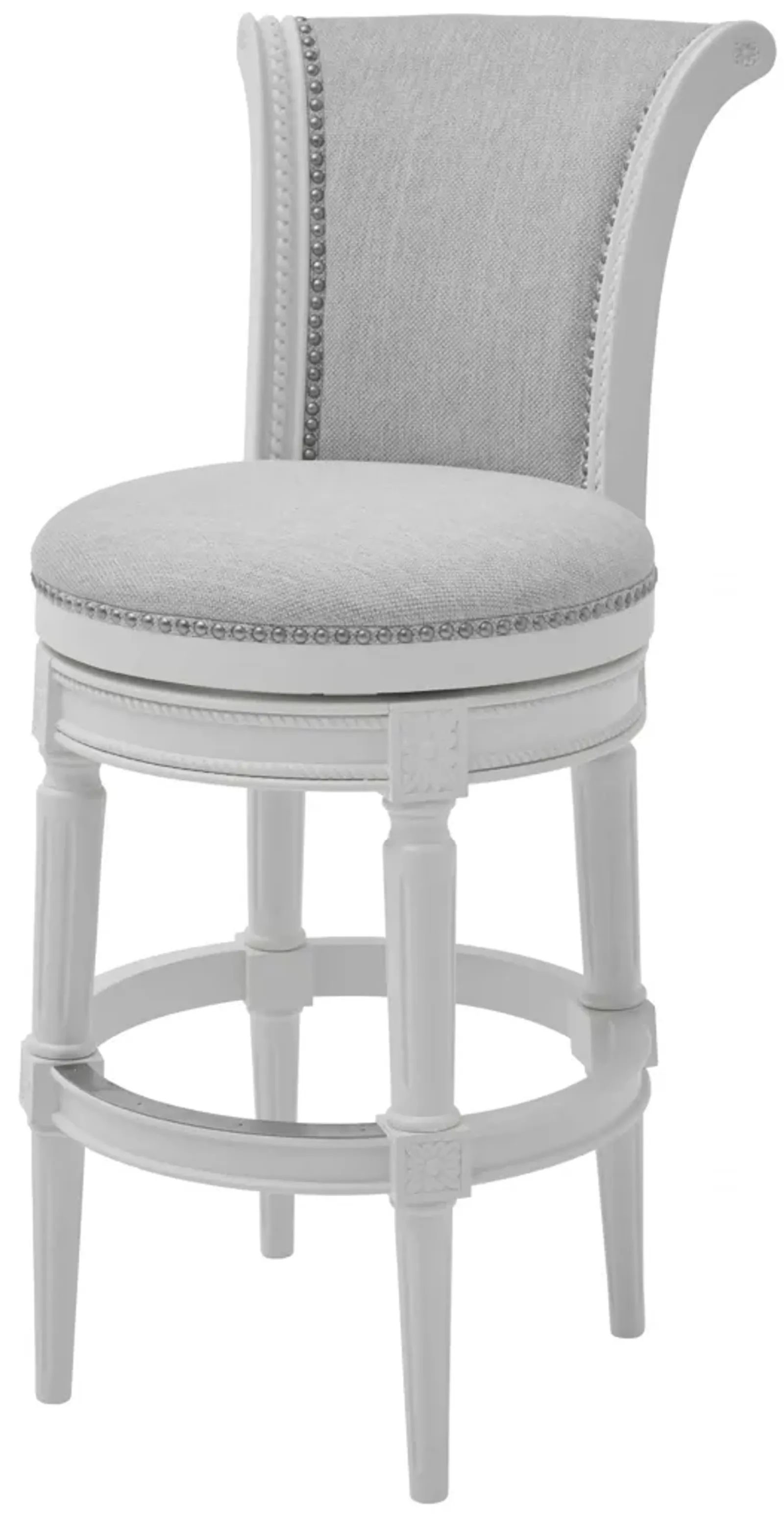 Solid Wood Bar Chair - Light Gray / White