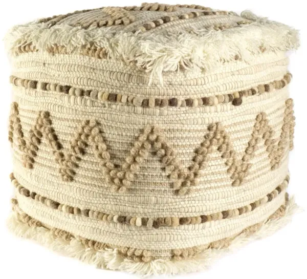 Cotton Blend Ottoman - Beige