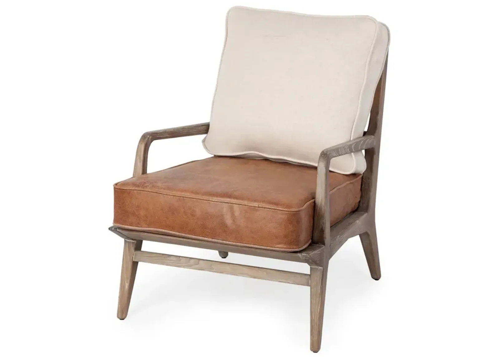 And Brown Leather Arm Chair - Beige / Brown