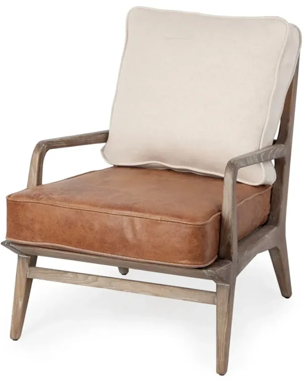 And Brown Leather Arm Chair - Beige / Brown