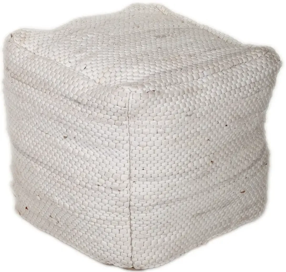 Chic Chunky Textured Pouf - White