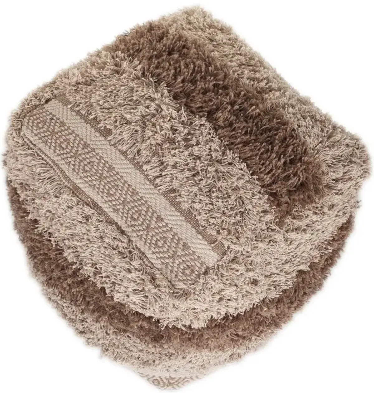 Boho Shaggy Textured Pouf - Khaki