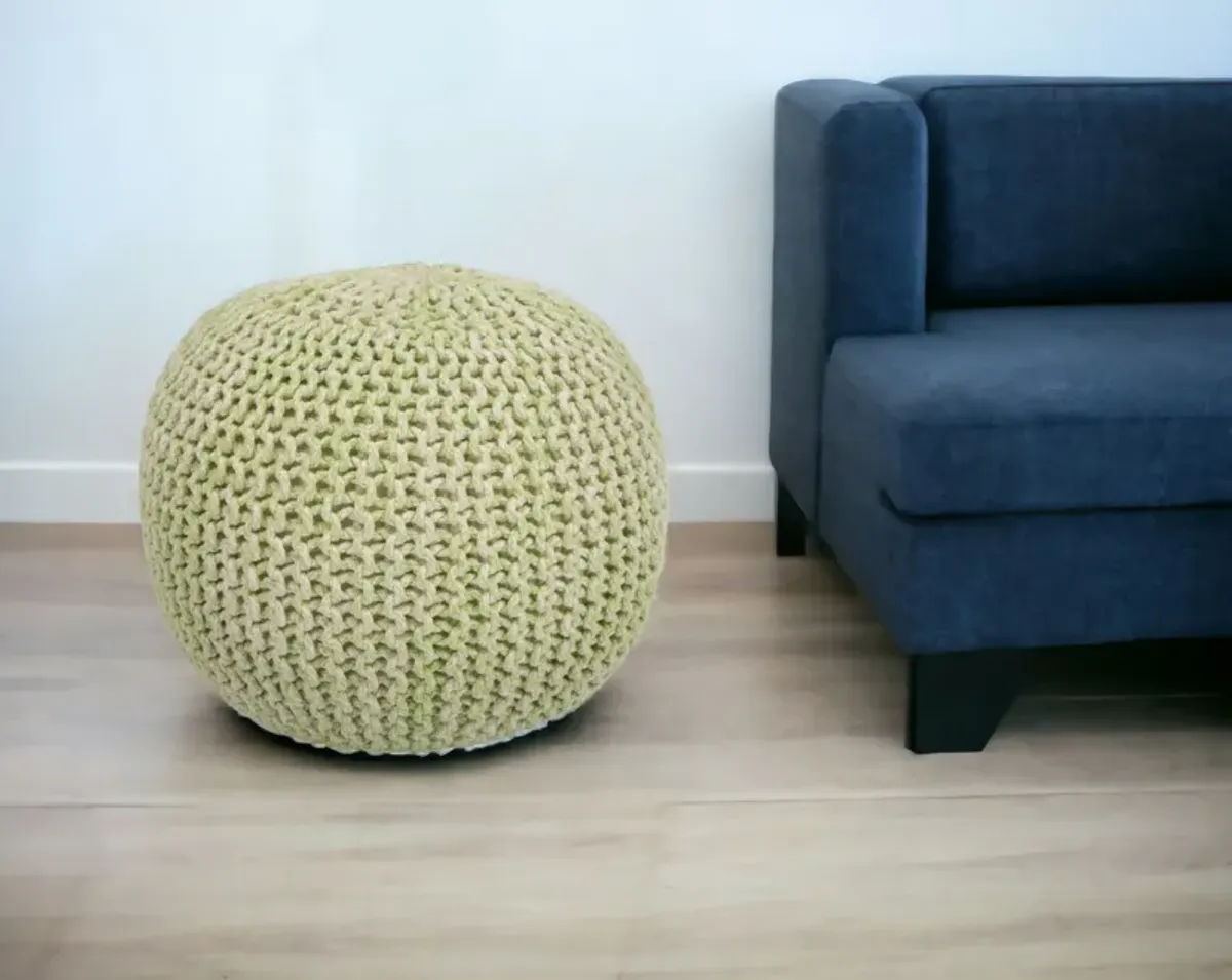 Round Pouf Ottoman - Green