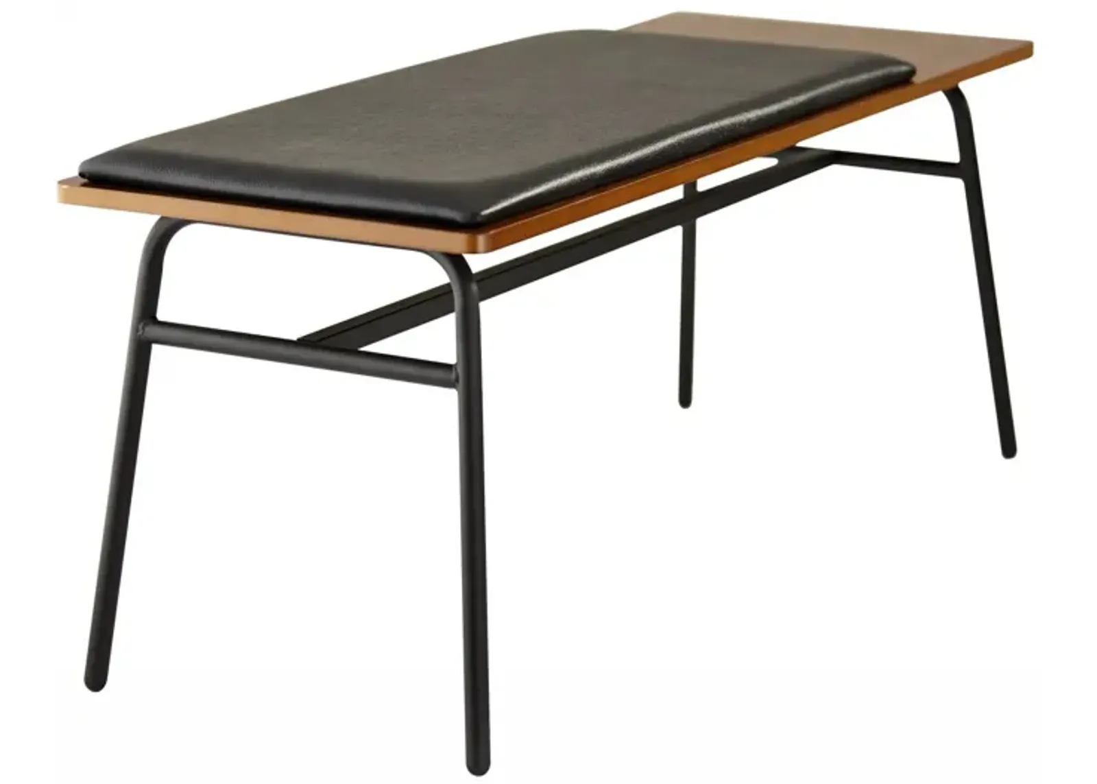 Upholstered Faux Leather Bench - Brown / Black / Black