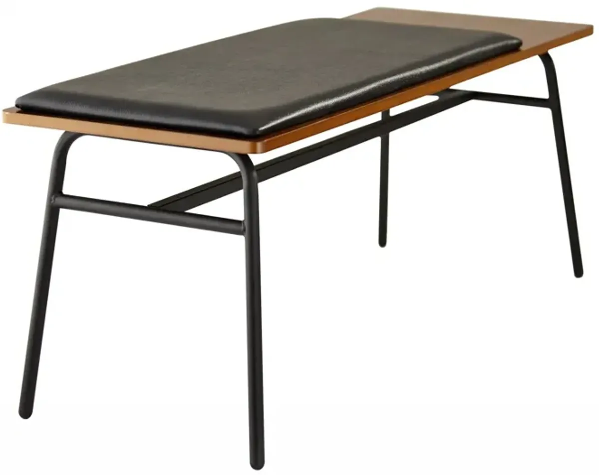 Upholstered Faux Leather Bench - Brown / Black / Black