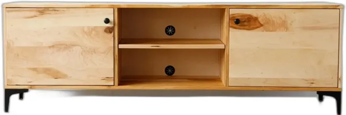 Solid Wood Cabinet Enclosed Storage TV Stand - Brown