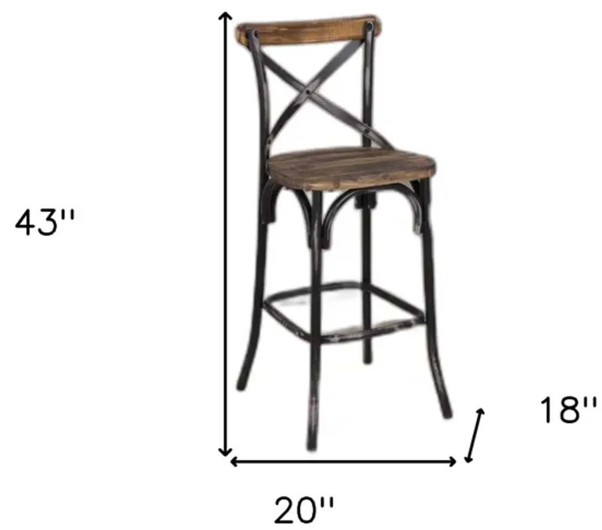 43" Iron Bar Chair - Brown / Black