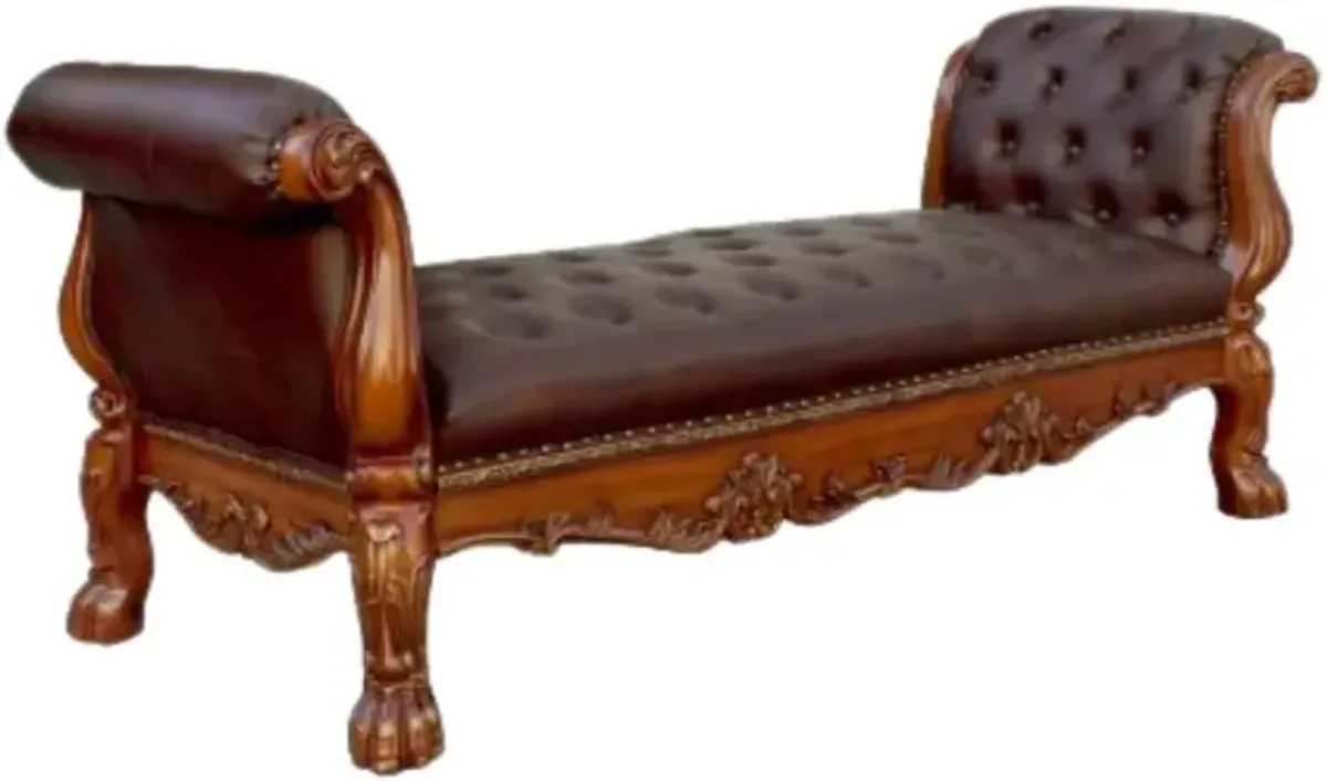 Upholstered Faux Leather Bench - Brown / Dark Brown