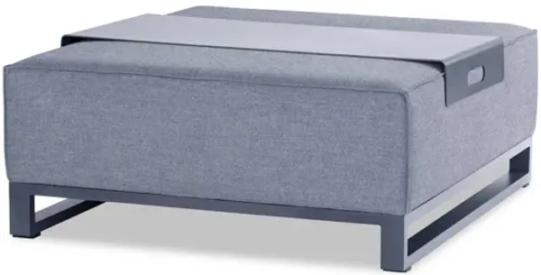 Linen Cocktail Ottoman - Gray