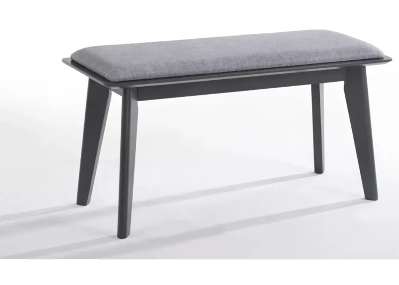 Modern Fabric Upholstered Dining Bench With Charcoal Gray Painted Wood Legs - Gray