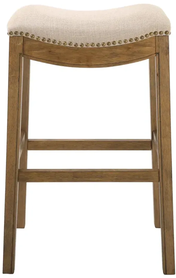 Solid Wood Backless Bar Height Bar Chair - Linen And Natural