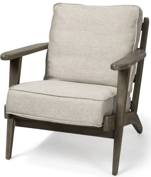 Fabric Arm Chair - Cream / Brown