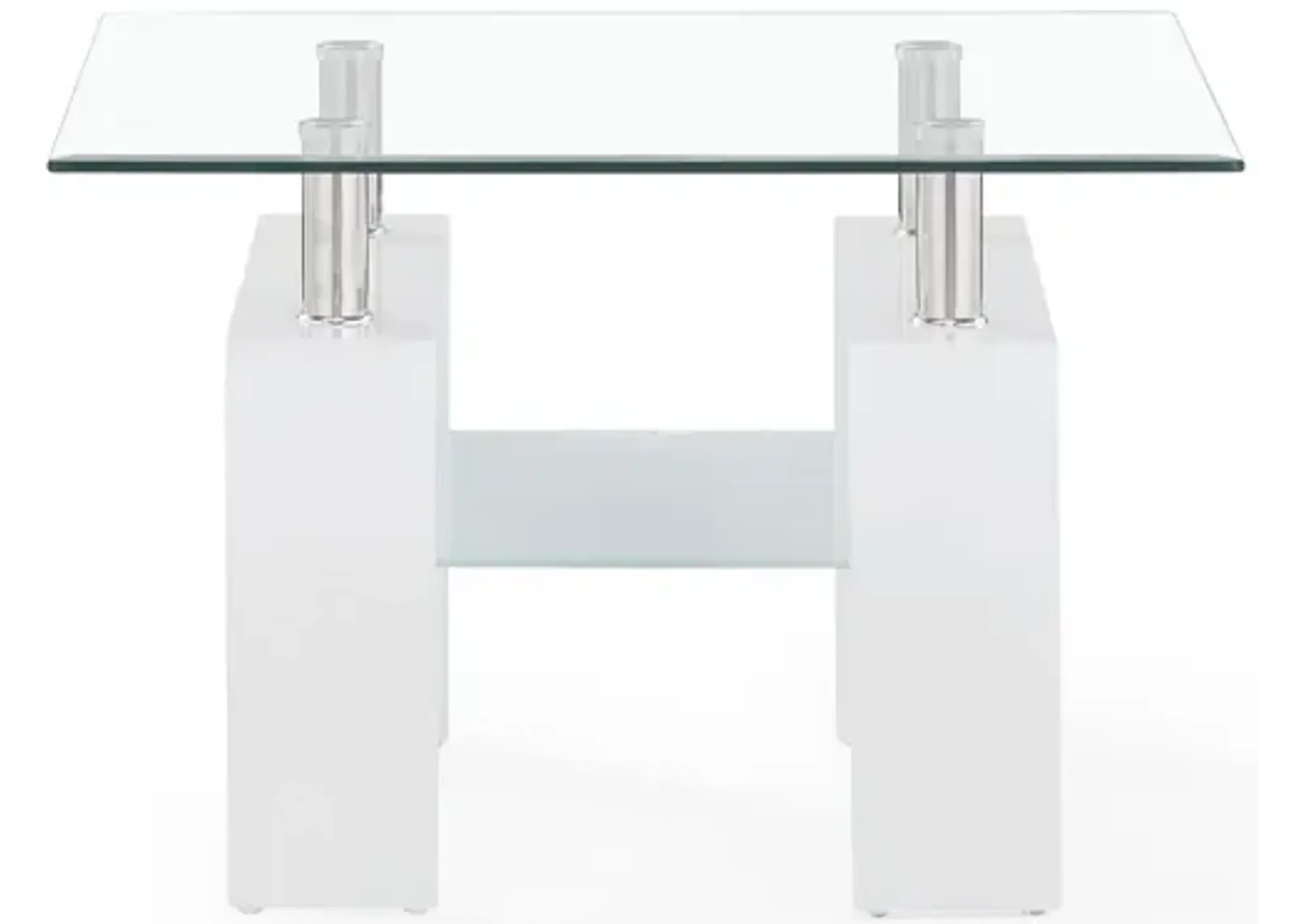 Glass End Table - White / Clear