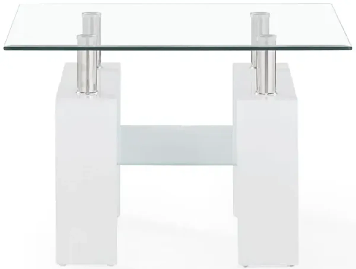 Glass End Table - White / Clear