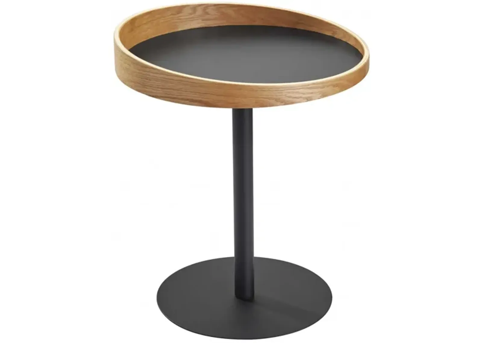 Solid Wood Round End Table - Black