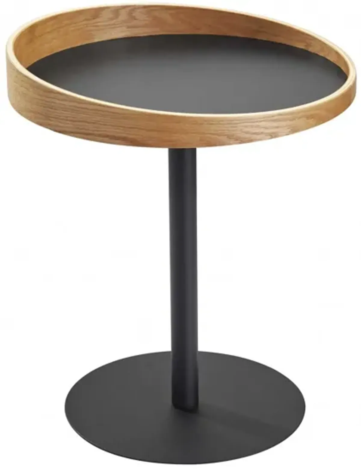 Solid Wood Round End Table - Black