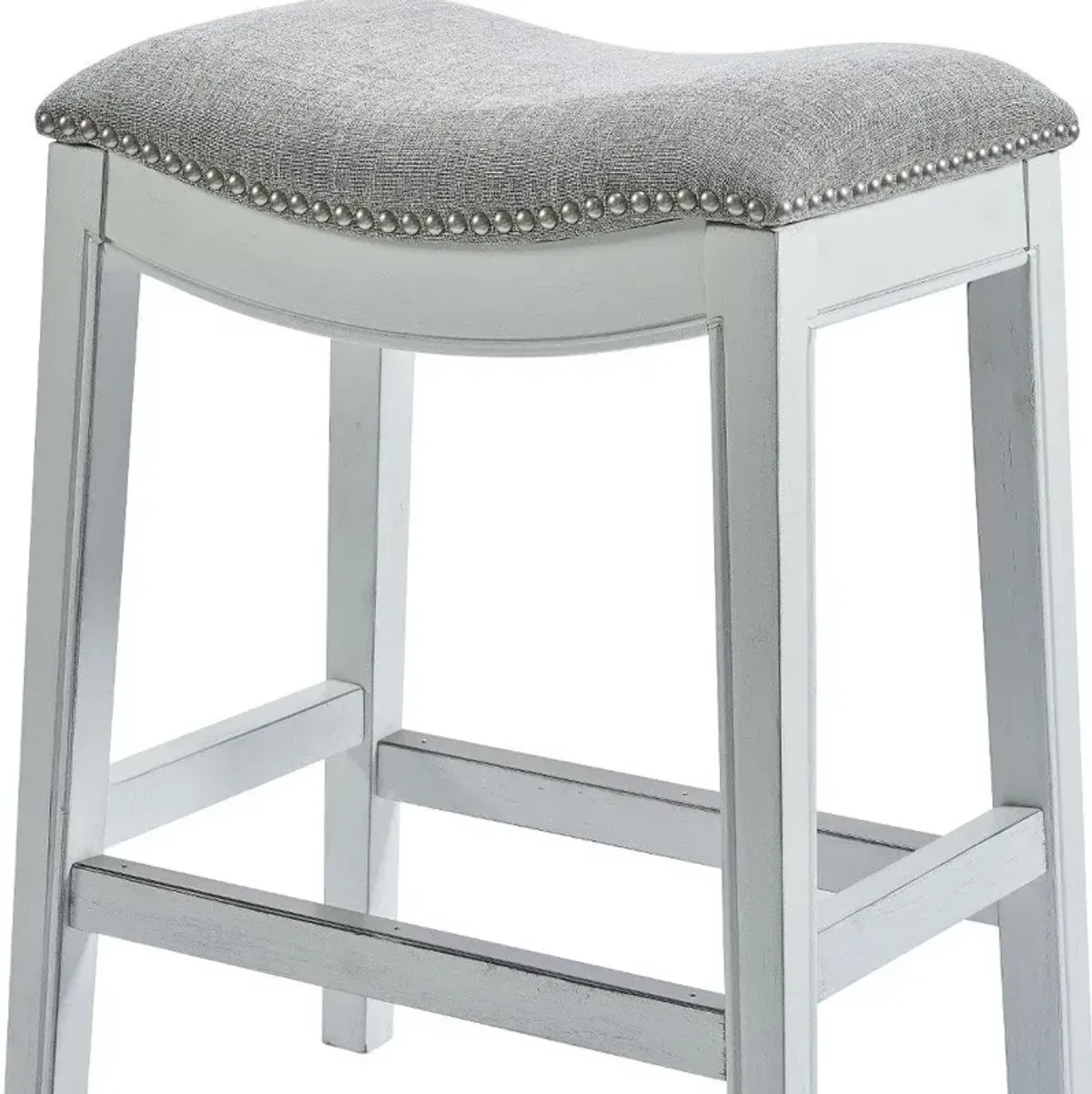 UpholsteRed / Solid Wood Backless Bar Height Bar Chair - Light Gray / White