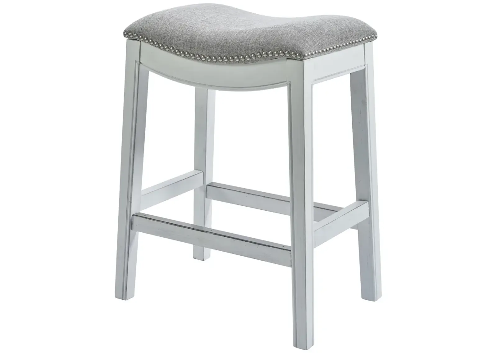 UpholsteRed / Solid Wood Backless Bar Height Bar Chair - Light Gray / White