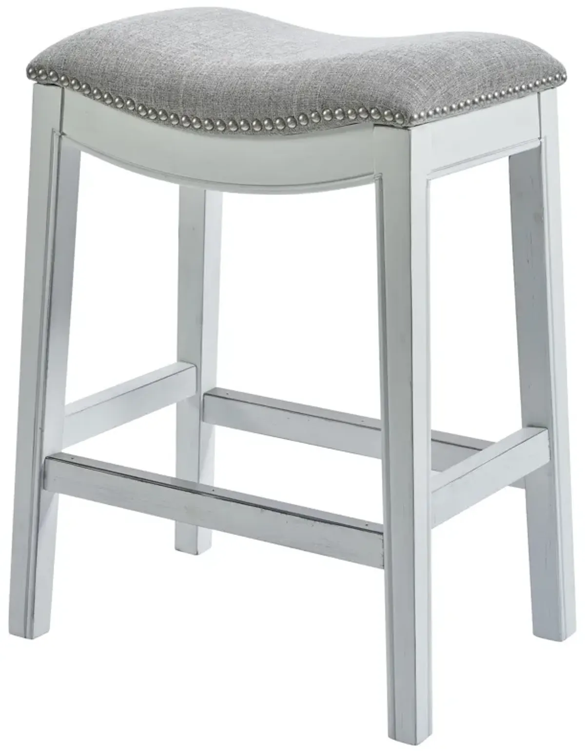 UpholsteRed / Solid Wood Backless Bar Height Bar Chair - Light Gray / White