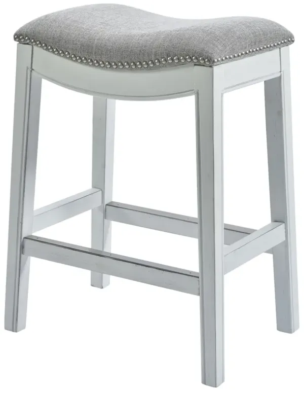 UpholsteRed / Solid Wood Backless Bar Height Bar Chair - Light Gray / White