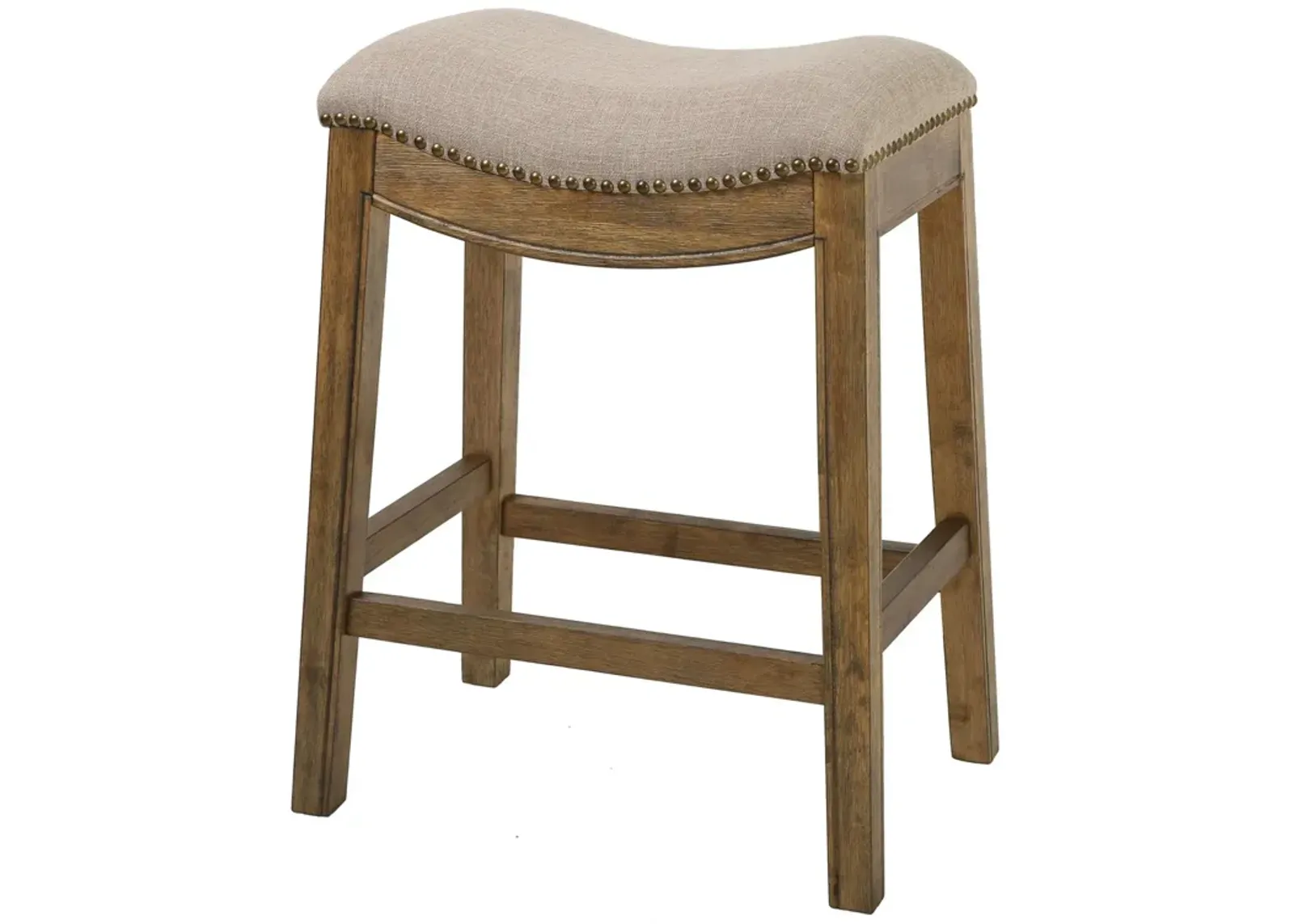 Wood Backless Counter Height Bar Chair - Cream / Brown