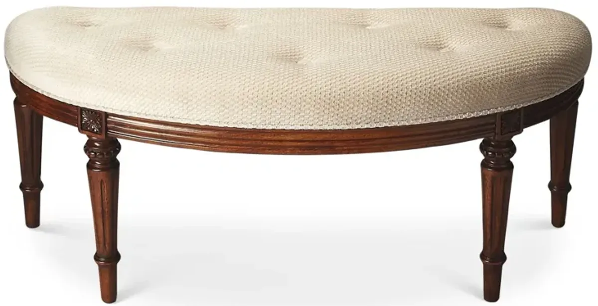Classic Crescent Shaped Bench - Ivory / Golden Brown