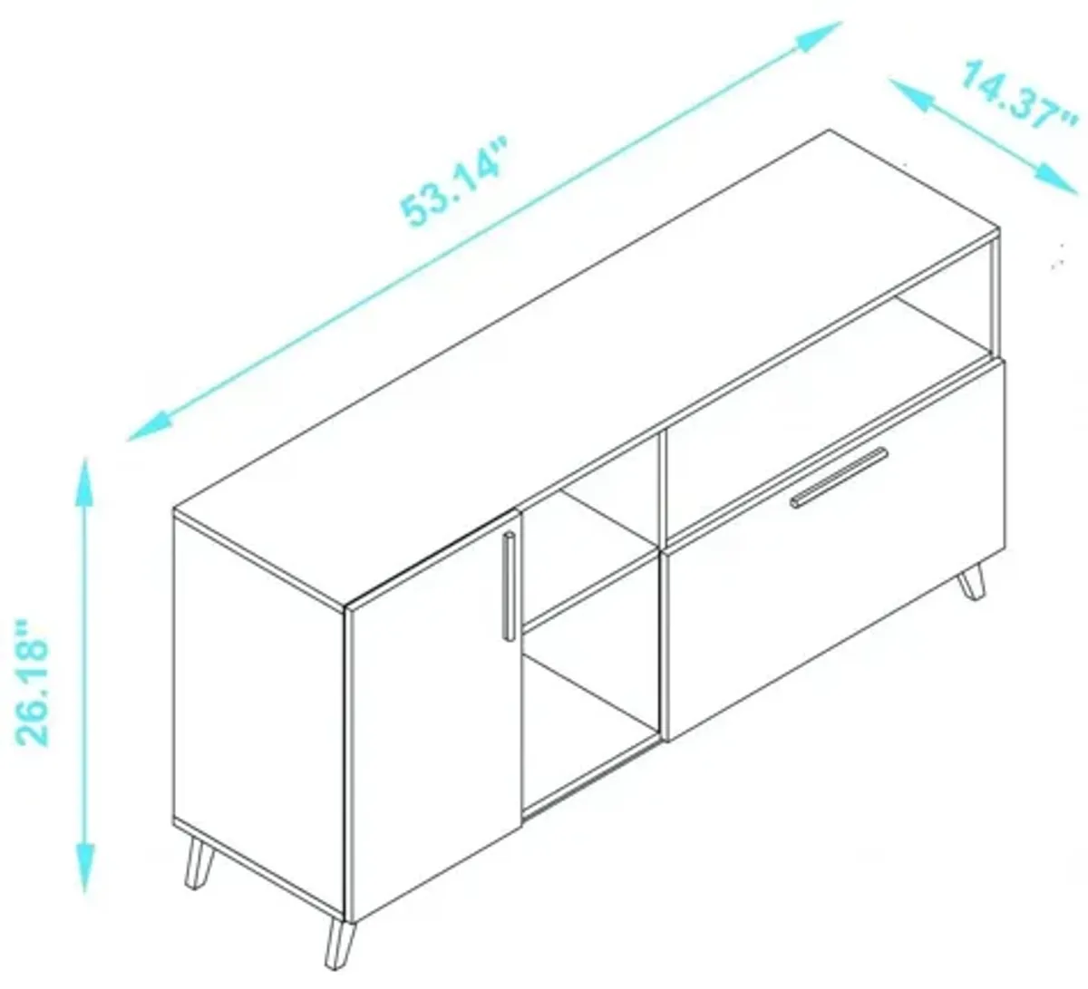 Modern Asymmetrical TV Stand - Black / Natural