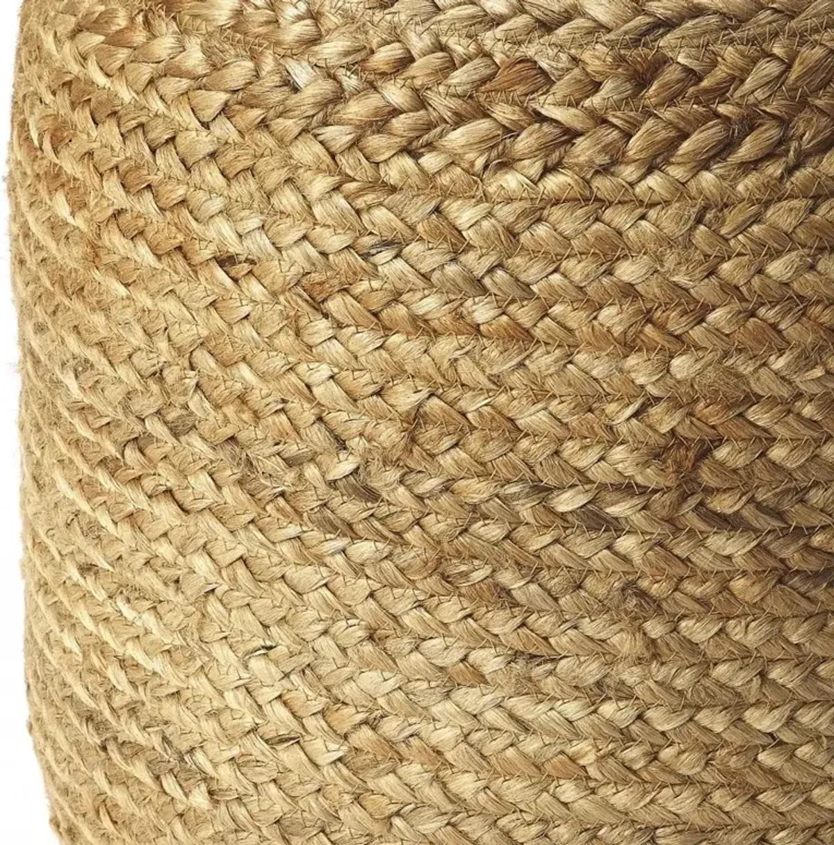 Jute Round Pouf Ottoman - Light Brown