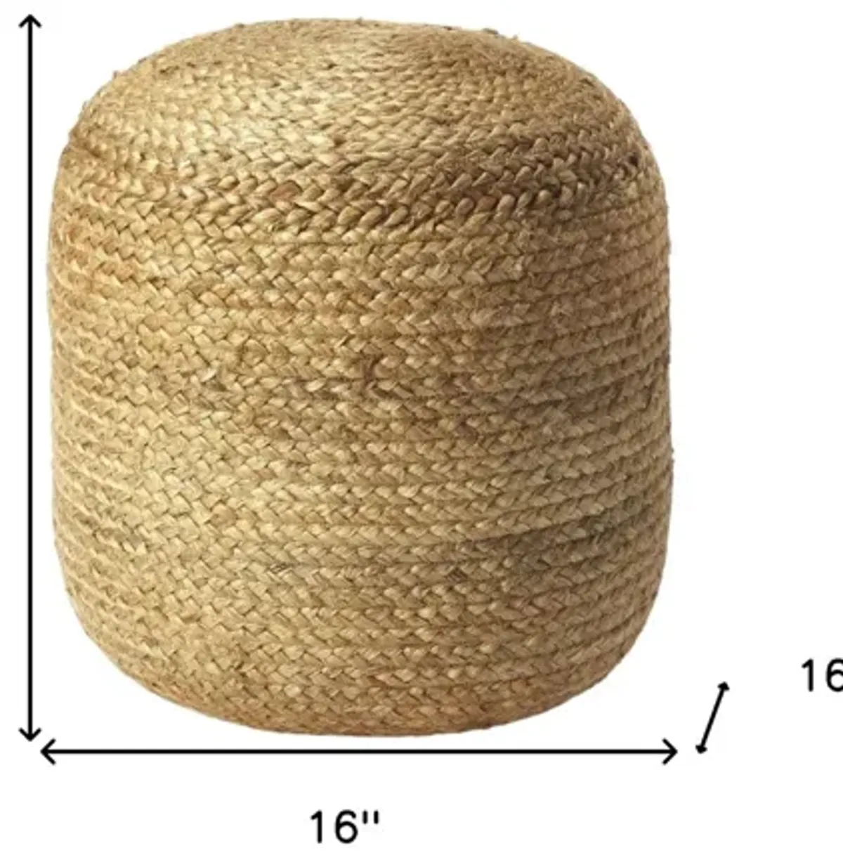 Jute Round Pouf Ottoman - Light Brown