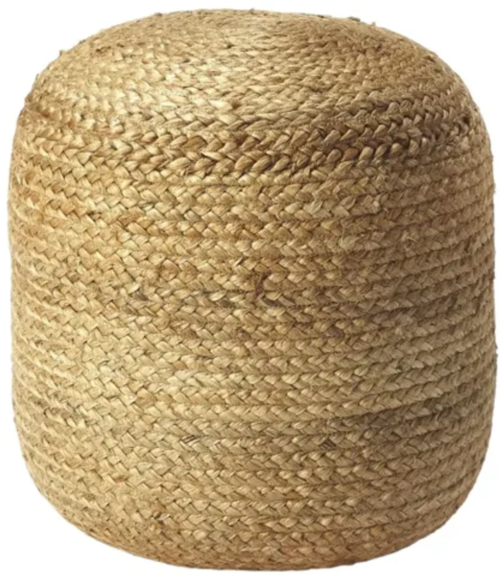 Jute Round Pouf Ottoman - Light Brown