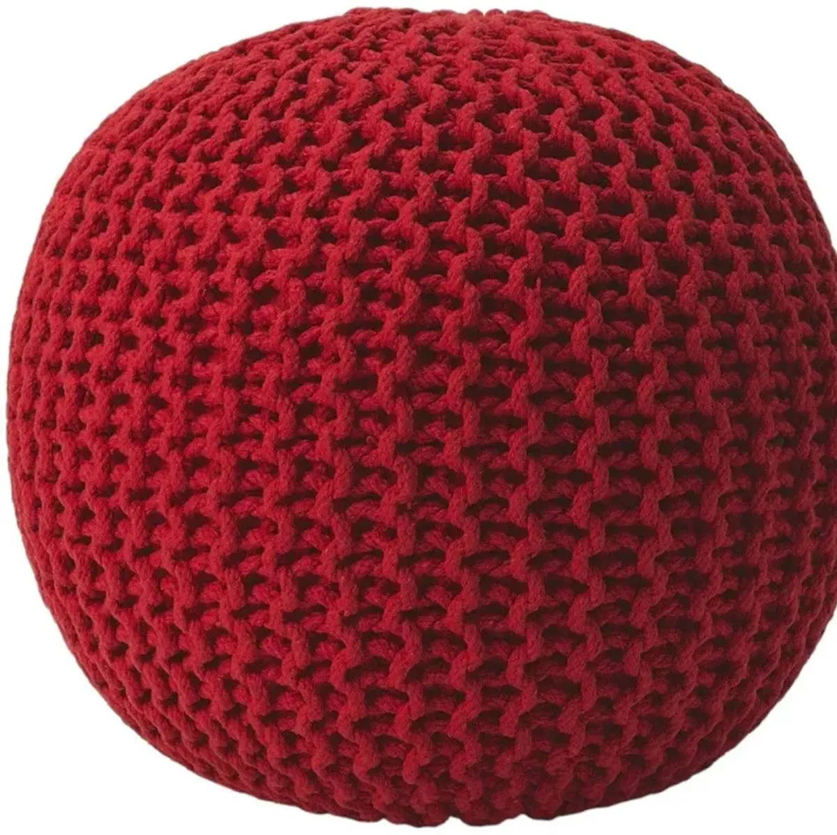 Round Pouf Ottoman - Red