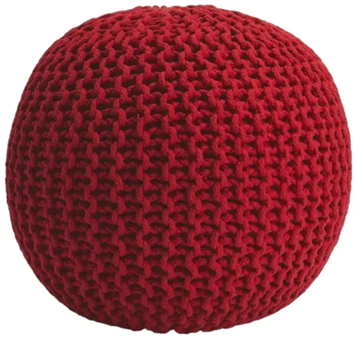 Round Pouf Ottoman - Red