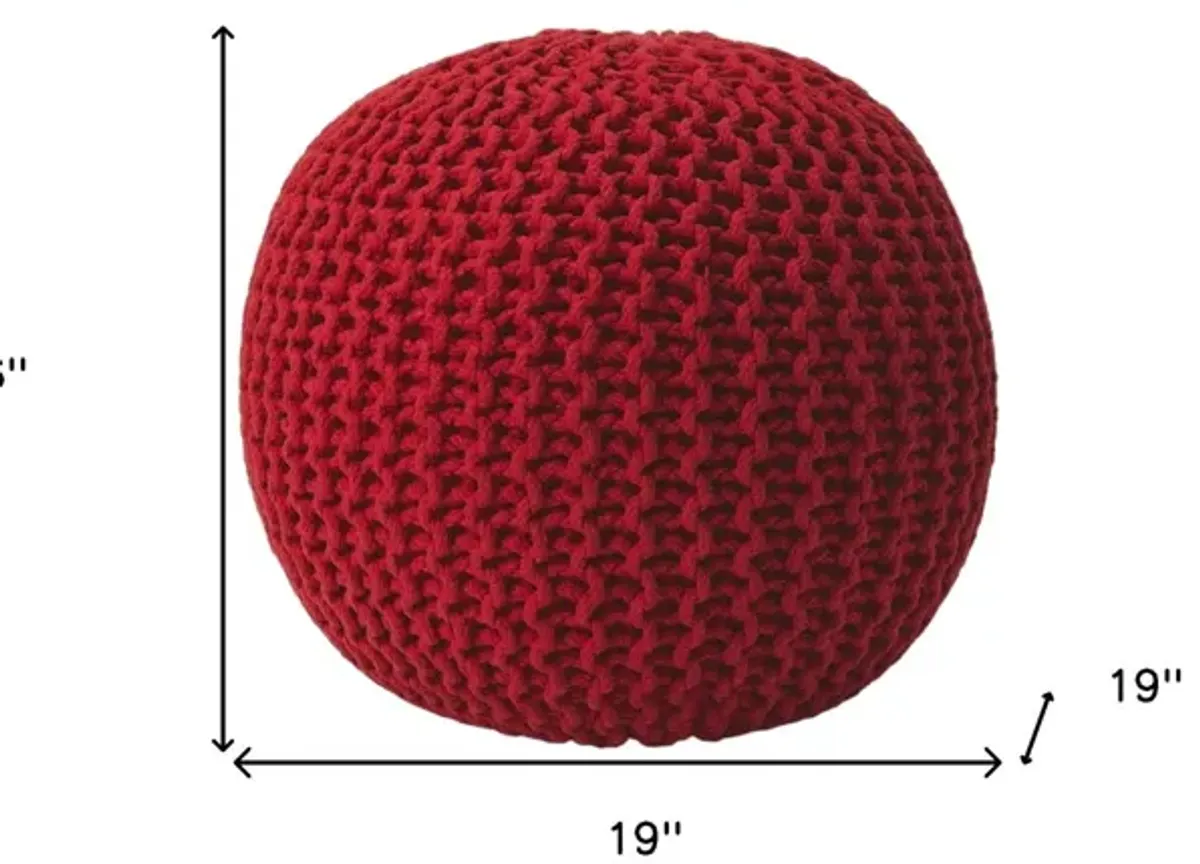 Round Pouf Ottoman - Red