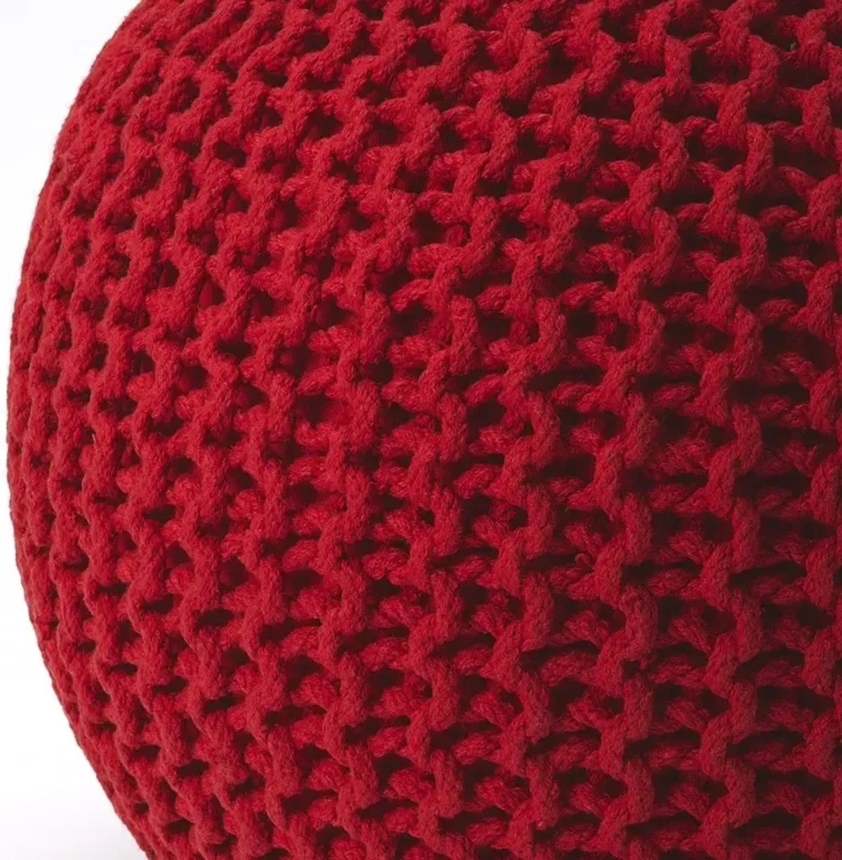 Round Pouf Ottoman - Red