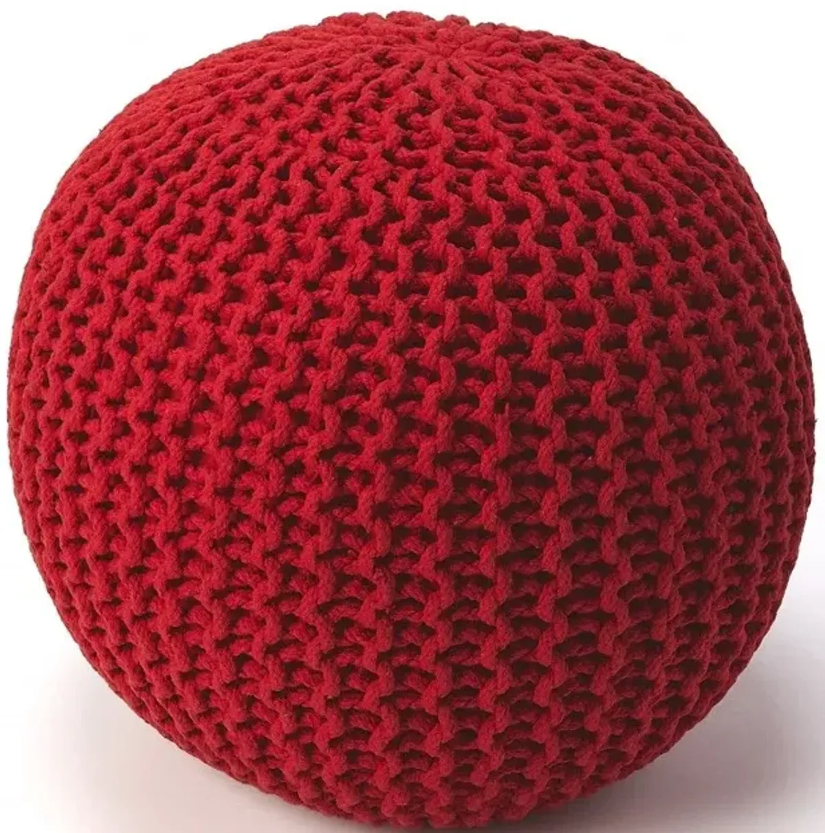 Round Pouf Ottoman - Red