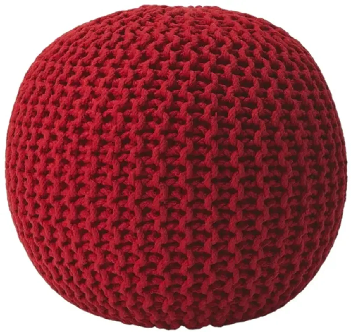 Round Pouf Ottoman - Red