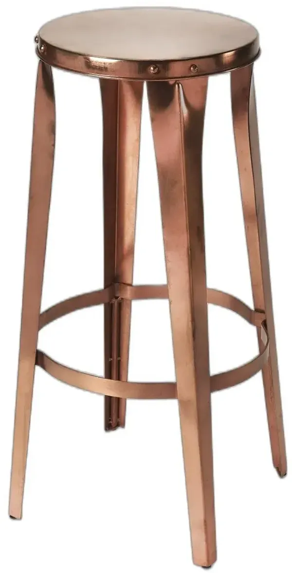 Copper Iron Backless Bar Height Bar Chair - Dark Brown