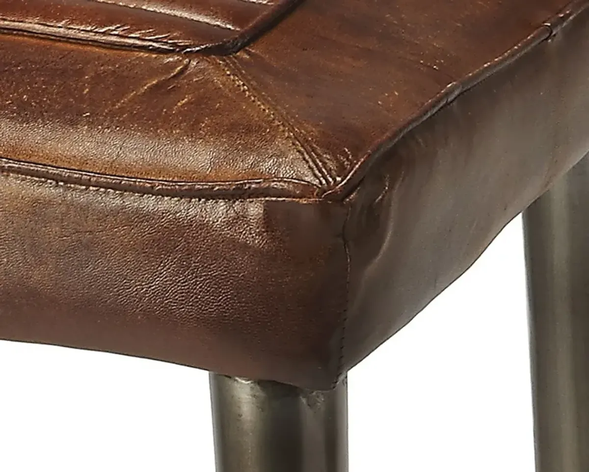 Iron Backless Counter Height Bar Chair - Brown / Gray