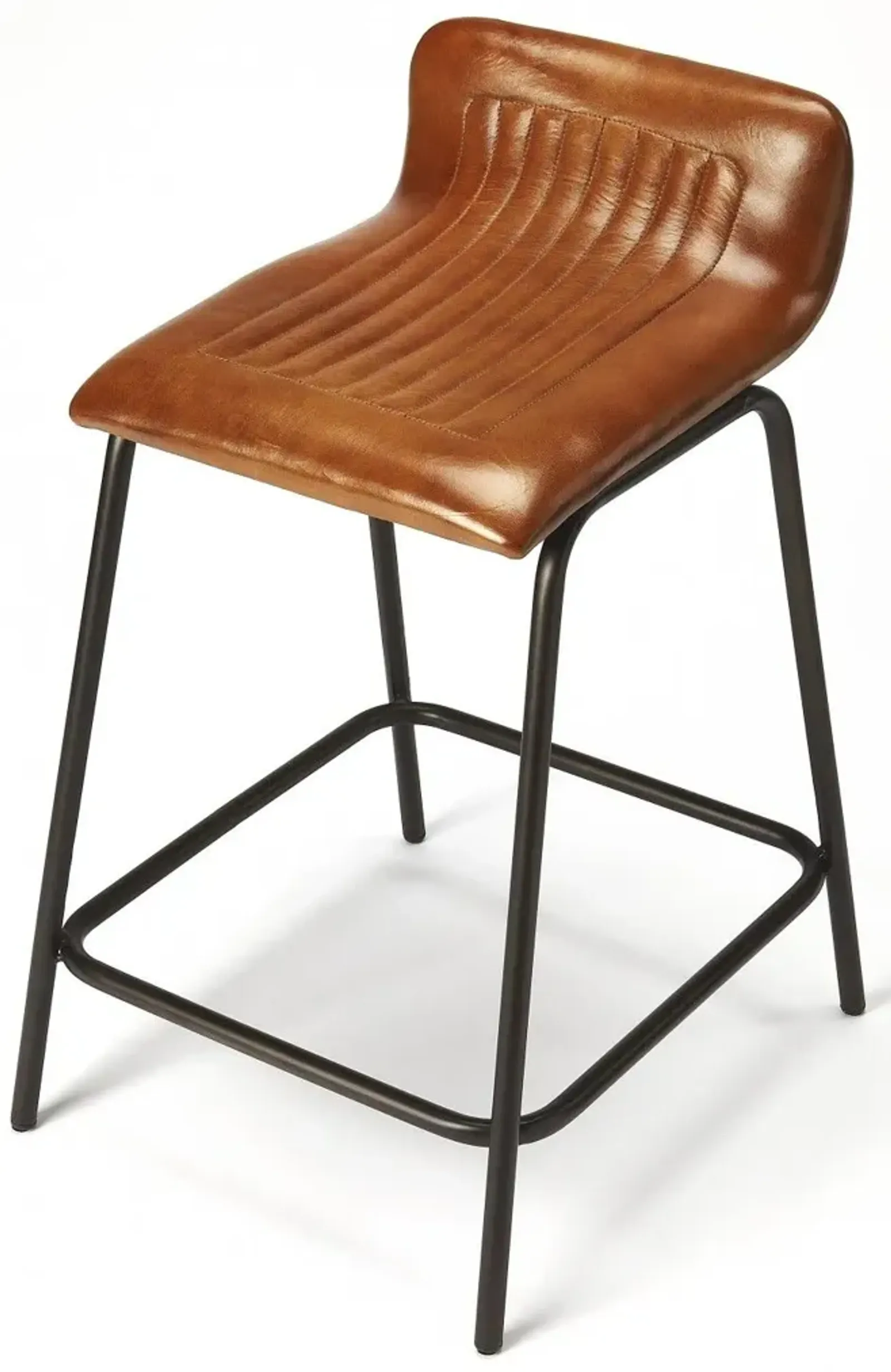 Iron Counter Height Bar Chair - Brown / Black