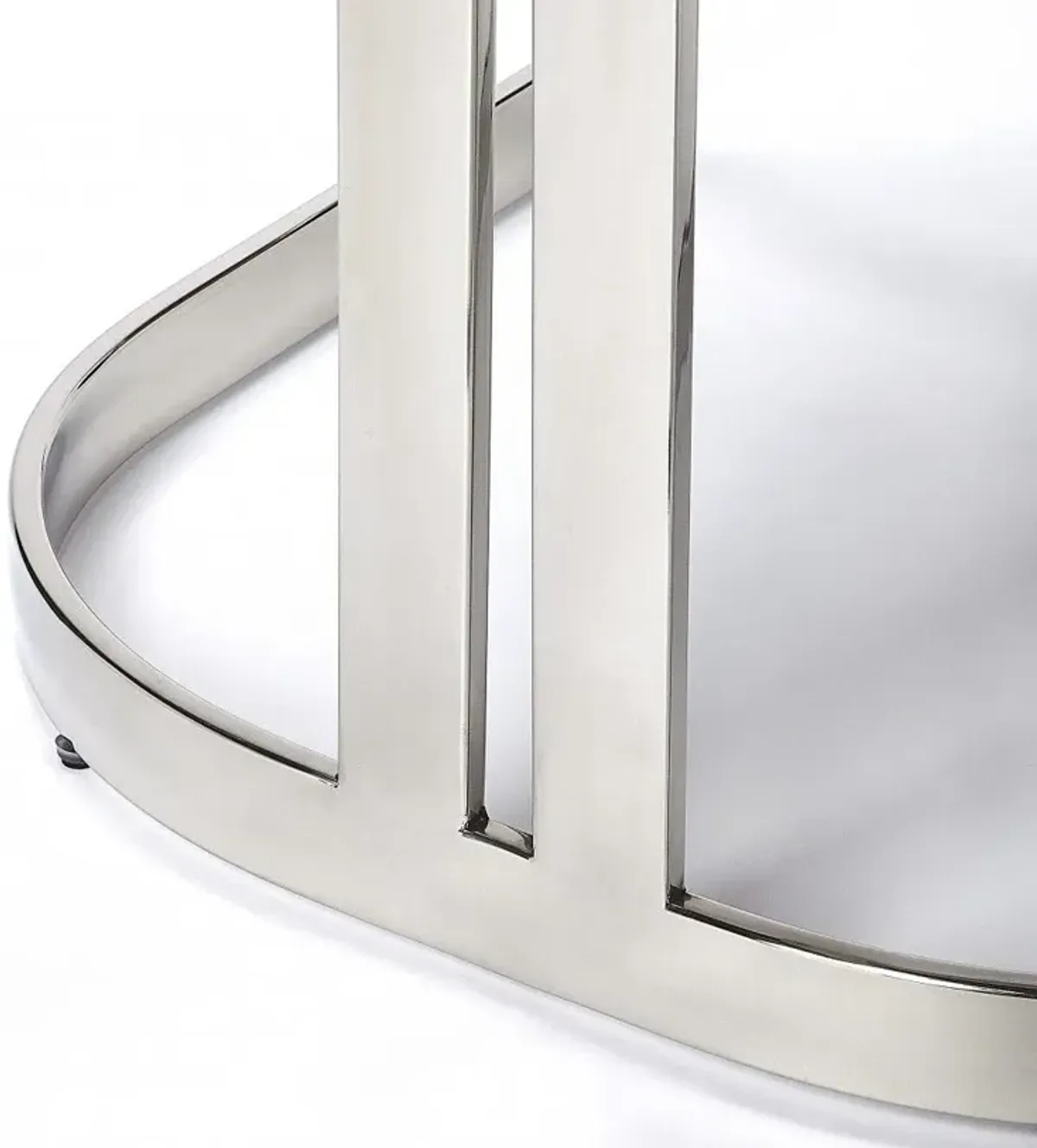 Stainless Steel Low Back Counter Height Bar Chair - White / Silver