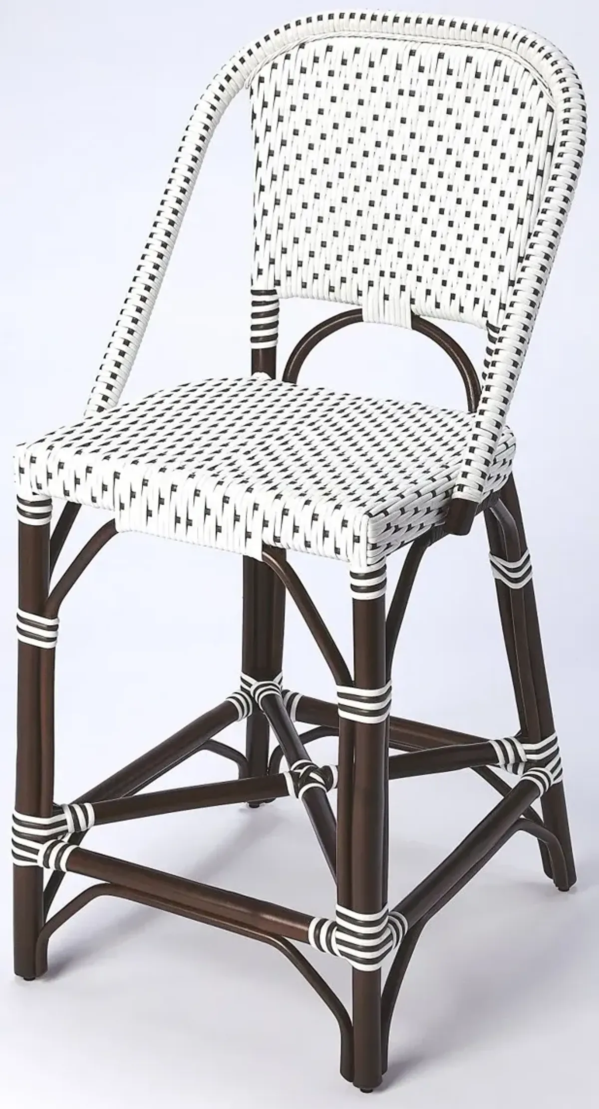 Rattan Bar Chair - White / Dark Brown