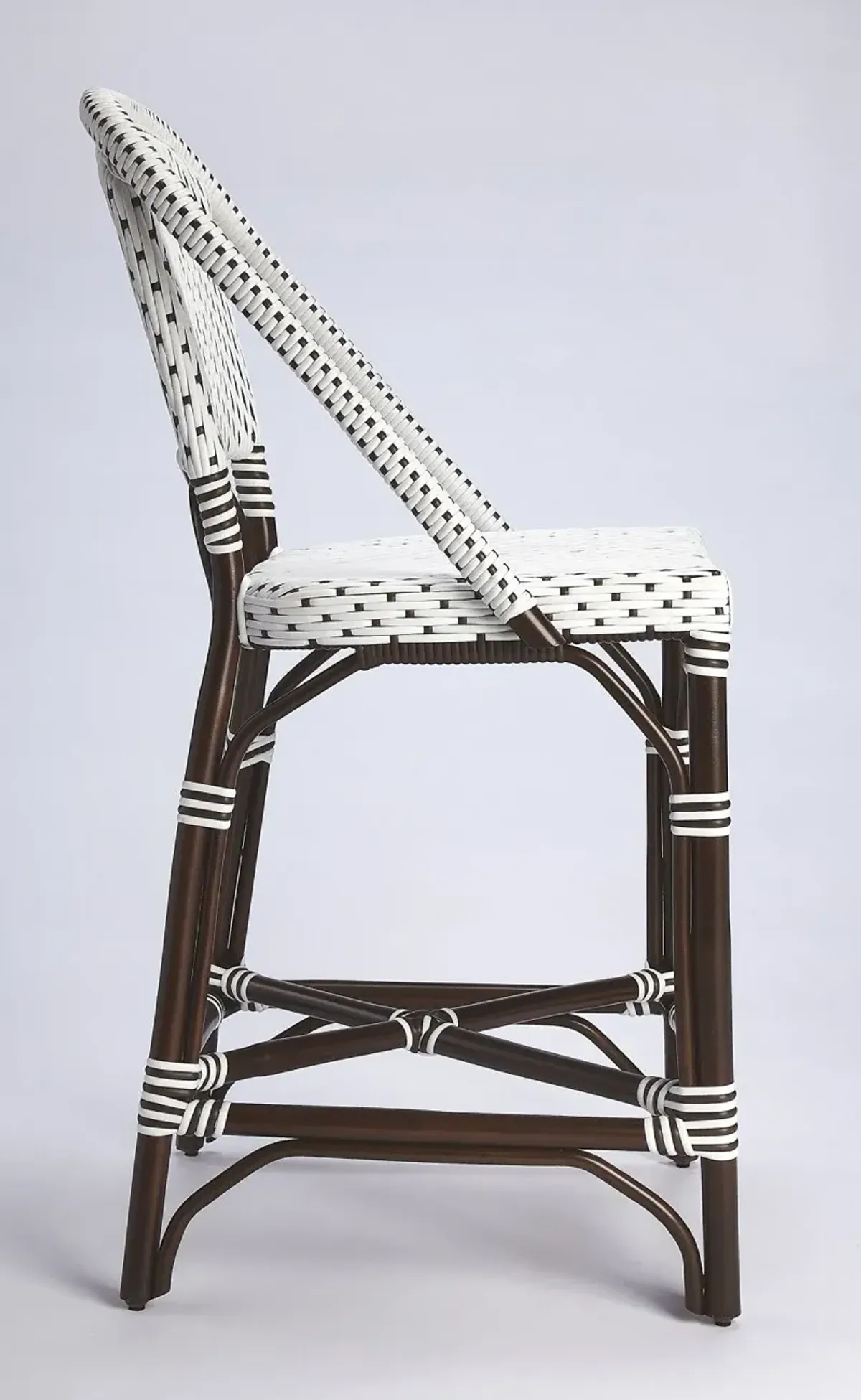 Rattan Bar Chair - White / Dark Brown