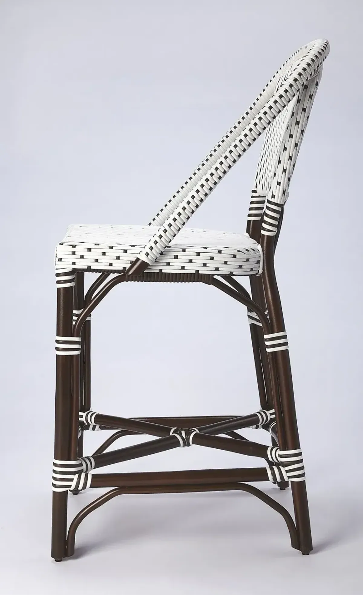 Rattan Bar Chair - White / Dark Brown