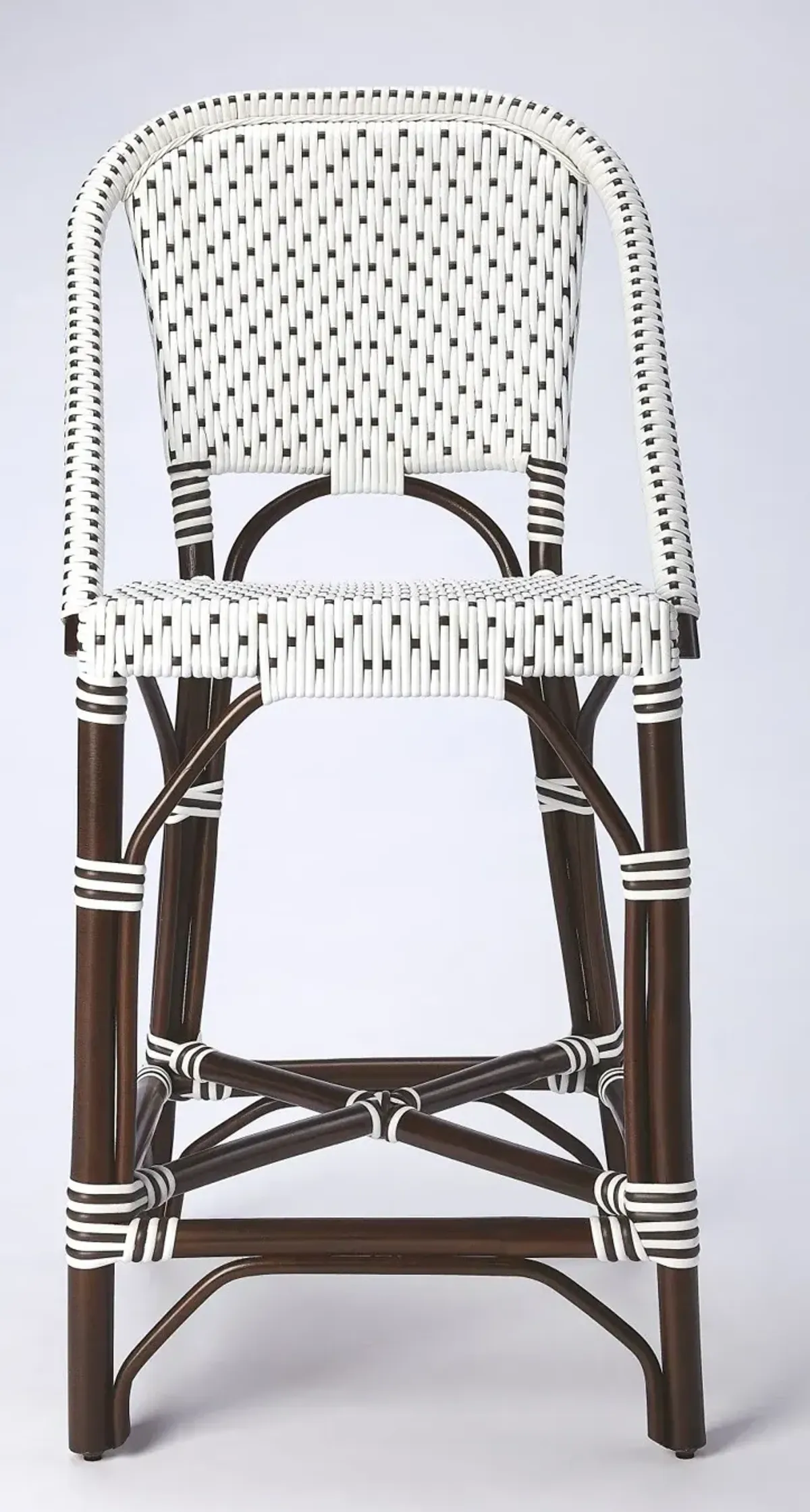 Rattan Bar Chair - White / Dark Brown