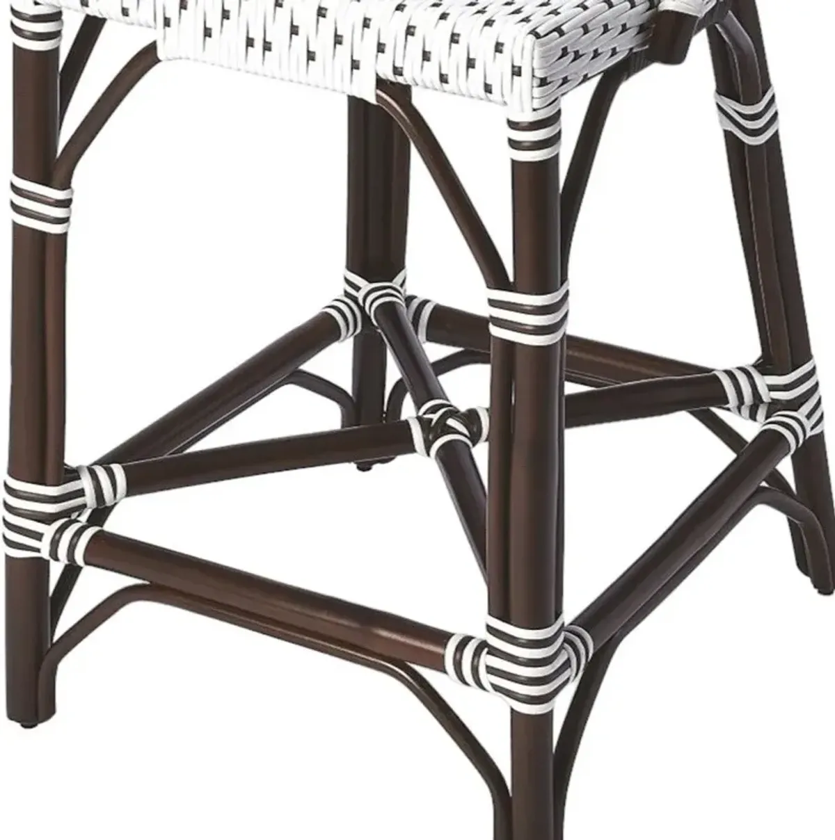 Rattan Bar Chair - White / Dark Brown