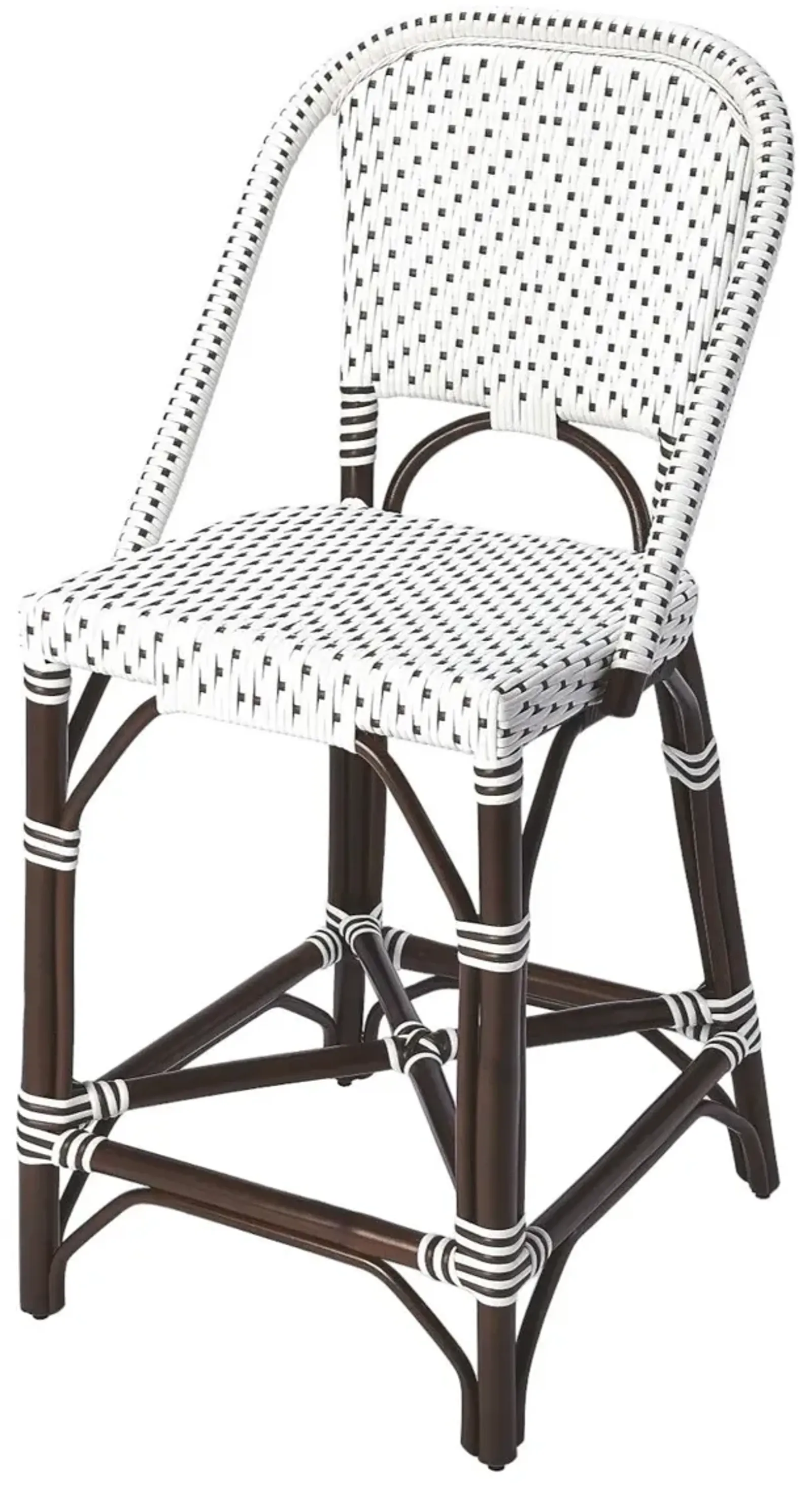 Rattan Bar Chair - White / Dark Brown