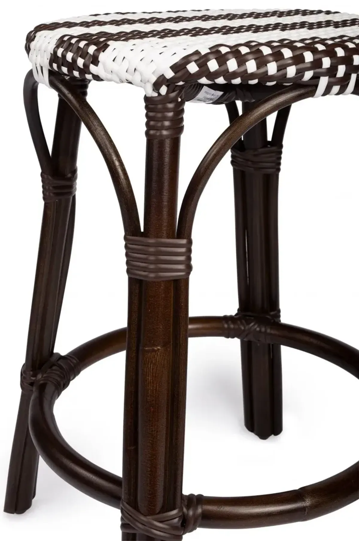 Rattan Backless Counter Height Bar Chair - Dark Brown / White