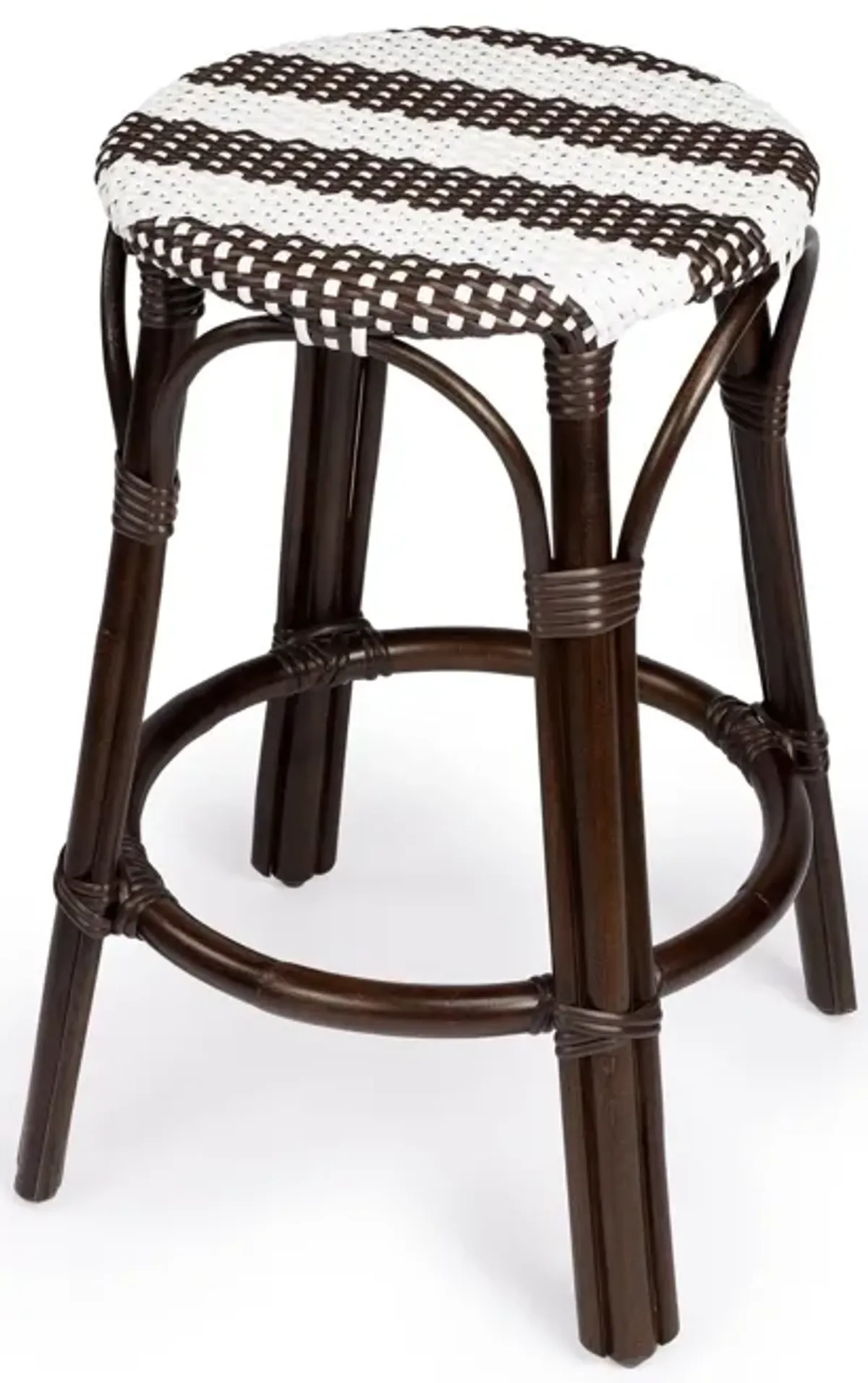 Rattan Backless Counter Height Bar Chair - Dark Brown / White