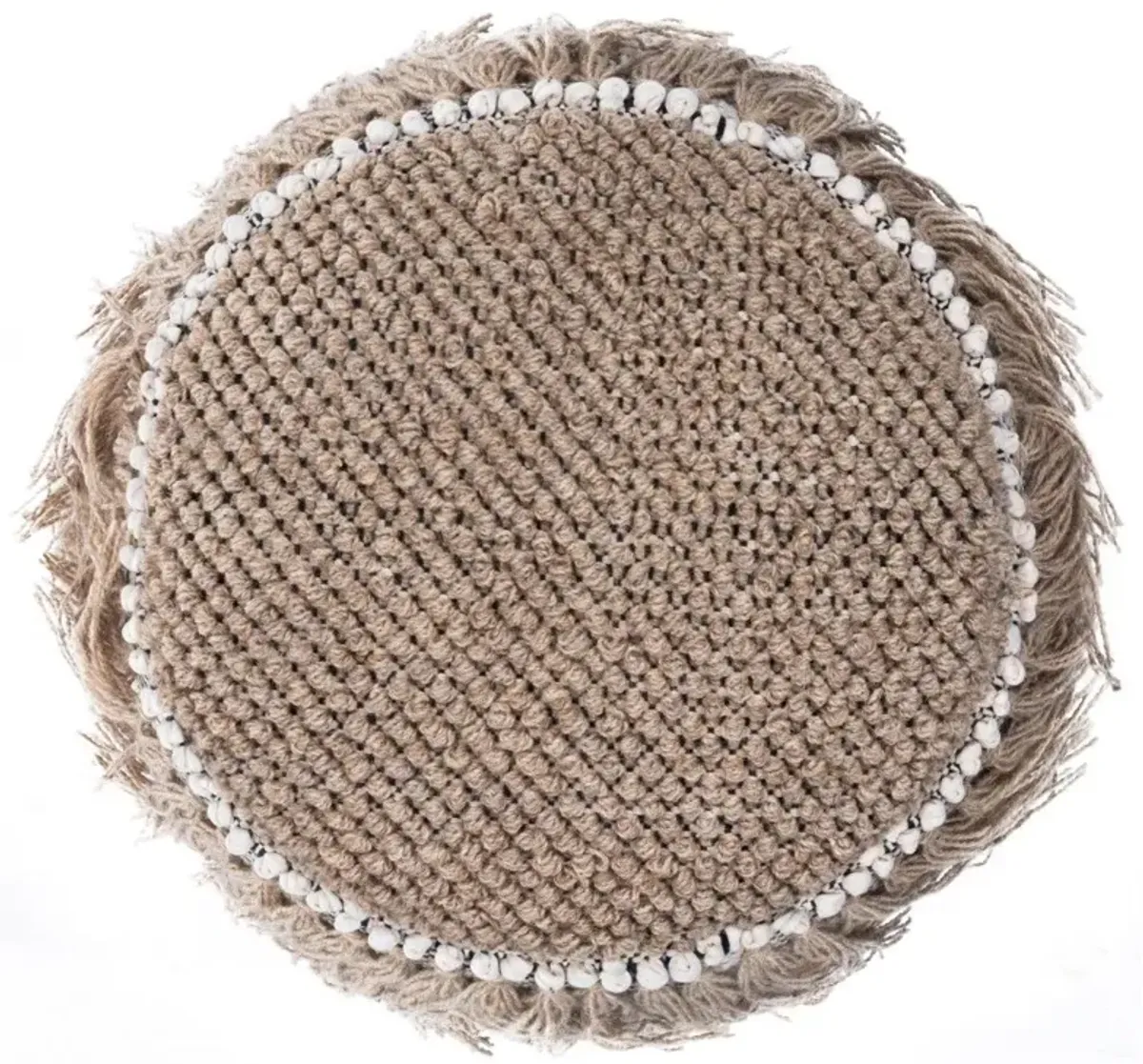 Round Pouf Ottoman - Beige